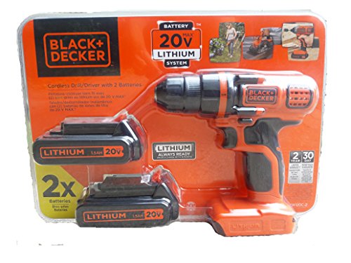 BLACKDECKER LDX 120C 20-Volt MAX Lithium-Ion Cordless DrillDriver with 2 Batteries